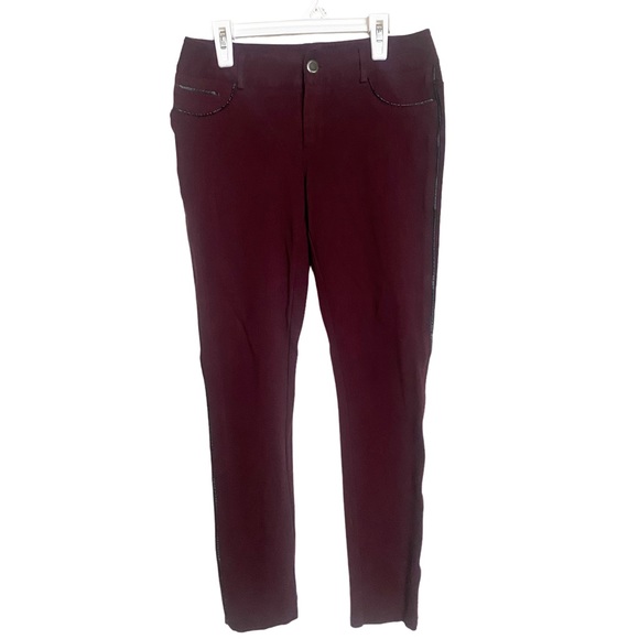 Maurices Burgundy Ponte Stretch Knit Skinny Pants Small - Picture 1 of 14